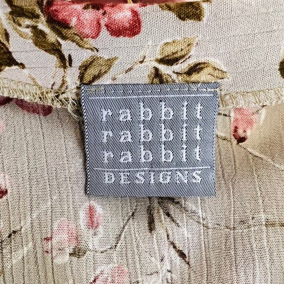 Vintage Rabbit Rabbit Designs Dress 12 S/M Floral Stretch Crinkle Rayon Maxi USA - Picture 11 of 13